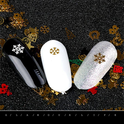 Snowflakes Gold Metal Slices Nail Art