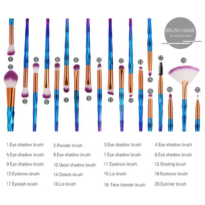 Diamond Shape Rainbow Handle Brushes